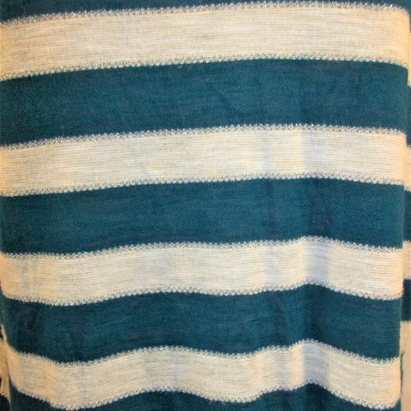 a.n.a. A New Approach Womens Top Blouse Size Small Striped Scoop Neck Teal White - Picture 3 of 6